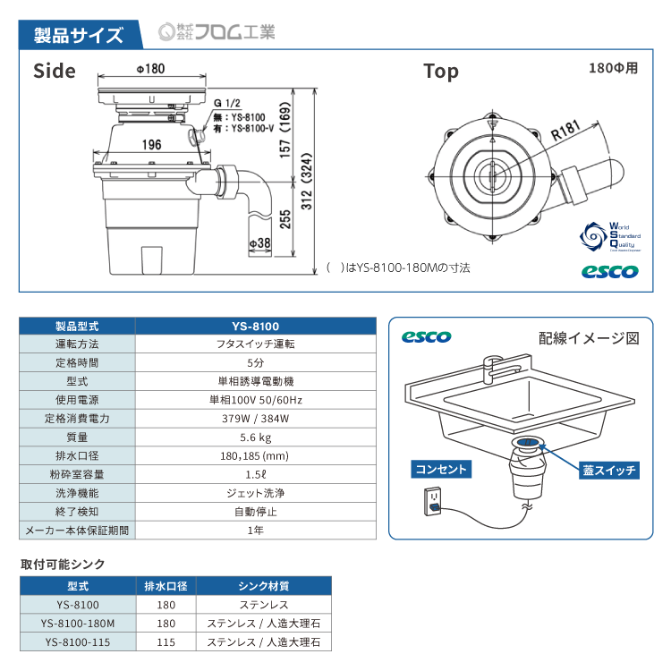 フロム工業　ディスポーザYS-8100